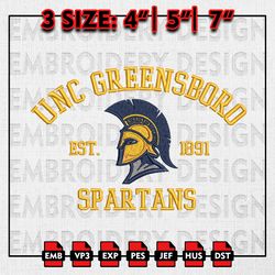 NCAA UNC Greensboro Spartans Embroidery files, NCAA Embroidery Designs, UNC Greensboro Machine Embroidery Pattern