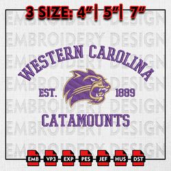 NCAA Western Carolina Catamounts Embroidery files, NCAA Embroidery Designs, Western Carolina Machine Embroidery Pattern