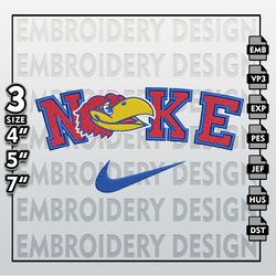 NCAA Embroidery Files, Nike Kansas Jahawks Embroidery Designs, Kansas Jahawks, Machine Embroidery Files