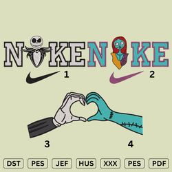 Nike Jack and Nike Sally Embroidery Design - Jack and sally hands - DST, PES, JEF