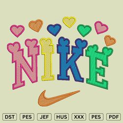 Nike Hearts  Embroidery Designs V1 - Nike Machine Embroidery Files - DST, PES, JEF