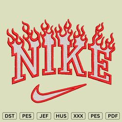 Nike Fire Embroidery Designs - Nike Machine Embroidery Files - DST, PES, JEF