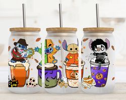 Halloween Coffee Glass Can Design PNG Sublimation, Hot Spooky 16oz Libbey Glass Can Wraps, Horror Glass Can Wrap