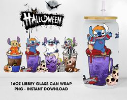 Cartoon Halloween Coffee Glass Can Design, Halloween Movie Glass Can Png, Halloween Horror Movie Png, Instant Download