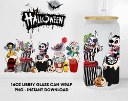 Halloween Horror Movie Glass Wrap Png, 16oz Libbey Glass Can Wrap Png, Trick Or Treat, Spooky Vibes, Horror Movie Png, I