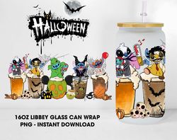 Halloween Movie Coffee Glass Wrap Png, 16oz Libbey Glass Can Wrap Png, Trick Or Treat, Spooky Vibes, Horror Movie Png, I