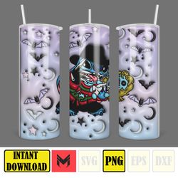 Stitch 3D Inflated Halloween Cartoon Characters 20 Oz Skinny Tumbler Wrap Png Sublimation, Instant Download (4)