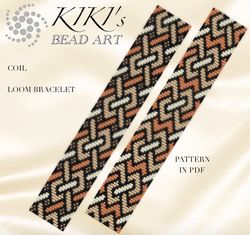 Coil geometric LOOM bracelet pattern, bead loom pattern design in PDF instant download