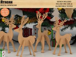 3d Christmas Deer Puzzle wood Laser cut template, reindeer cardboard svg files , Glowforge Cut Files Instant Download 23