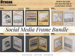 Personalized Social Media Frame Poster Board Prop / Selfie Frame svg for glowforge / Facebook, Youtube, instagram frame