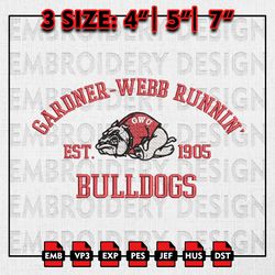 NCAA Gardner Webb Runnin Bulldogs Embroidery files, NCAA Embroidery Designs, NCAA Machine Embroidery Pattern