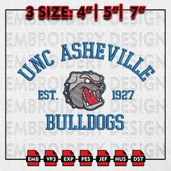 NCAA UNC Asheville Bulldogs Embroidery files, NCAA Embroidery Designs, UNC Asheville Bulldogs Machine Embroidery Pattern