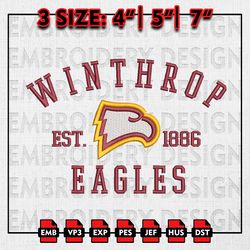 NCAA Winthrop Eagles Embroidery files, NCAA Embroidery Designs, Winthrop Eagles Machine Embroidery Pattern