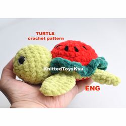 turtle sunflower crochet pattern, cute sea turtle plushie crochet pattern birthday gift