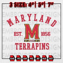 NCAA Maryland Terrapins Embroidery files, NCAA Embroidery Designs, Maryland Terrapins Machine Embroidery Pattern
