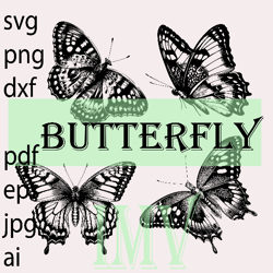 Butterfly SVG Bundle, Butterfly SVG, Butterfly Silhouette, Butterfly detailed, Monarch Butterfly, Clipart, Cricut Cut fi