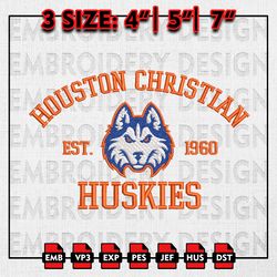 NCAA Houston Christian Huskies Embroidery files, NCAA Embroidery Designs, Houston Christian Machine Embroidery Pattern