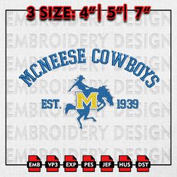 NCAA McNeese Cowboys Embroidery files, NCAA Embroidery Designs, McNeese Cowboys Machine Embroidery Pattern