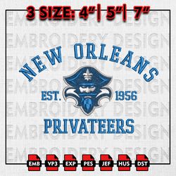 NCAA New Orleans Privateers Embroidery files, NCAA Embroidery Designs, New Orleans Privateers Machine Embroidery Pattern