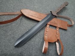 Super sharp Steel Beautiful Handmade Carbon Steel (1095) 25 inches Hunting Short Sword with Leather sheath SSS-00676
