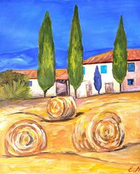 Landscape painting Tuscany fields Impressionism Wall decor Art gift ideas Landscape painting Nature painting Wall decor