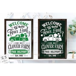 Four leaf clover farm svg, loads of luck svg, Clover truck svg, shamrock farms svg, St Patricks Day SVG, St Patrick's Da