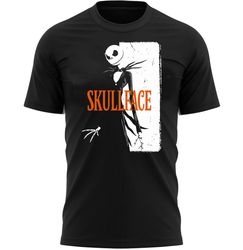 Skull Face Halloween T-Shirt For Men, Women  Kids 100 Cotton Black Shirt, Funny Scary T-Shirts