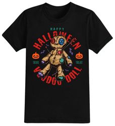 Voodoo Doll Halloween T-Shirt For Men, Women  Kids 100 Cotton Black Shirt, Funny Scary T-Shirts