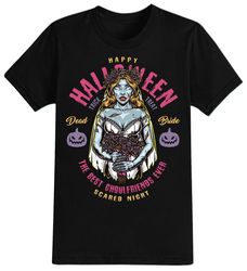 Best Ghoul Friend Halloween T-Shirt For Men, Women  Kids 100 Cotton Black Shirt, Funny Scary T-Shirts