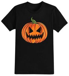 Scary Pumpkin Halloween T-Shirt For Men, Women  Kids 100 Cotton Black Shirt, Funny Scary T-Shirts, Horror Movie Shirts