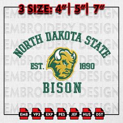 NCAA North Dakota State Bison Embroidery files, NCAA Embroidery Designs, North Dakota State Machine Embroidery Pattern