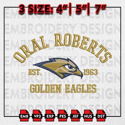 NCAA Oral Roberts Golden Eagles Embroidery files, NCAA Embroidery Designs, Oral Roberts Machine Embroidery Pattern