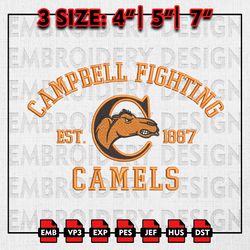 NCAA Campbell Fighting Camels Embroidery files, NCAA Embroidery Designs, Campbell Fighting Machine Embroidery Pattern