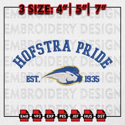 NCAA Hofstra Pride Embroidery files, NCAA Embroidery Designs, Hofstra Pride Machine Embroidery Pattern