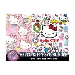 Hello Kitty Svg Bundle, Cat Svg, Cartoon Kitty Svg