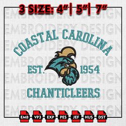 NCAA Coastal Carolina Chanticleers Embroidery files, NCAA Embroidery Designs, Coastal CarolinaMachine Embroidery Pattern