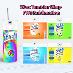 Bitch Spray Bundle 5 Designs, Bitch Be Gone 20oz Tumbler Wrap PNG File For Sublimation, Rainbow Bitch Spray