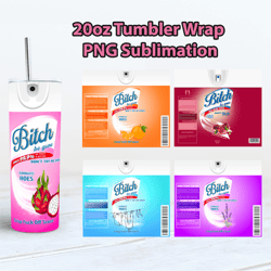 5 Colors Bitch Be Gone Tumbler Sublimation Design, Bitch Spray 20oz Tumbler Wrap Bundle PNG File For Sublimation, Instan