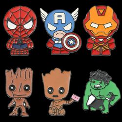 Marvel Avengers Enamel Lapel Pins Superhero Spiderman Iron Man Cartoon Brooches Cute Anime Badges for Backpack