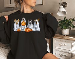Halloween Sweatshirt,Halloween Sweater,Ghost Sweatshirt,Halloween Dog Sweatshirt,Ghost Dog Shirt,2023 Happy Halloween,Re