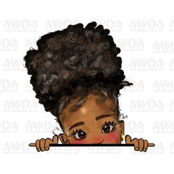 peekaboo black girl afro bun png sublimation design download, afro girl png, afro american girl png,afro baby png,sublim