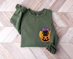 Halloween Pumpkin Sweatshirt, Halloween Sweatshirt, Halloween Costume, Pumpkin Halloween Sweater, Pocket Size Halloween