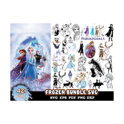 42 Frozen Bundle Svg, Disney Svg, Frozen Cartoon Svg