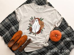 Floral Ghost Shirt, Ghost Shirt, Halloween Shirt, Fall Shirts, Spooky Season Shirt, Trick or Treat, Halloween Party Shir