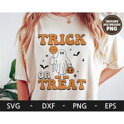 Trick or Treat svg, Halloween shirt, Retro svg, Ghost svg, Spooky svg, ,Autumn svg, dxf, png, eps, svg files for cricut