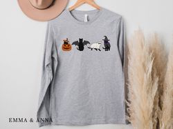 Halloween Shirt, Cat Shirt, Ghost Shirt, Halloween Long Sleeve Shirt, Halloween Cat Shirt, Cat Lover Shirt, Black Cat Sh