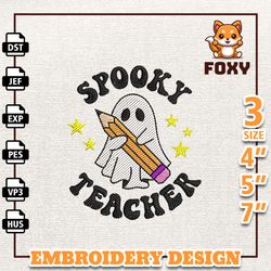 Spooky Teacher Embroidery Machine File, Halloween Spooky Embroidery File, Instant Download, Spooky Vibes Embroidery Desi