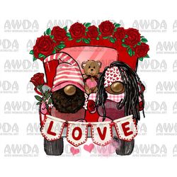 Valentine's Day truck afro gnomies sublimation design download, Valentine's Day png, Valentine gnomies png, afro gnome p