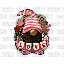 Love afro gnome sublimation design download, Valentine's Day png, Valentine gnome png, afro gnome png, sublimate designs