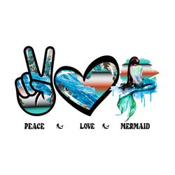 Peace Love Mermaid Turquoise Png